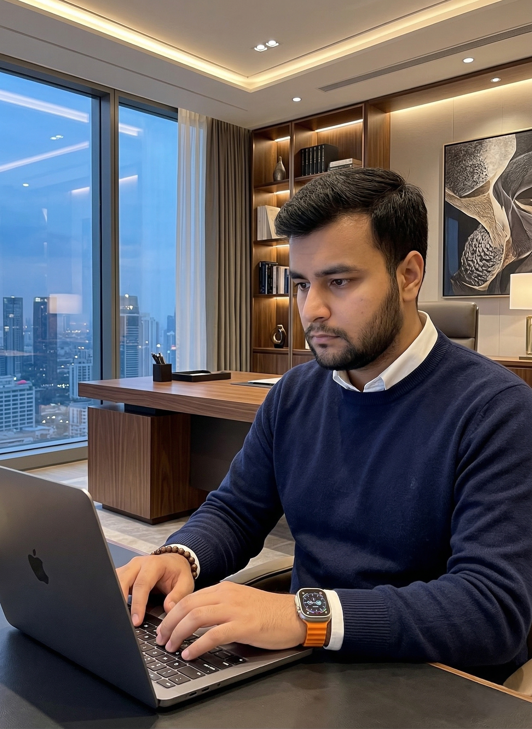 Nitiksh Kumar portrait with signature pop-art yellow glasses on vibrant pink mobile card - full-stack developer and NTXM founder showcasing personal brand